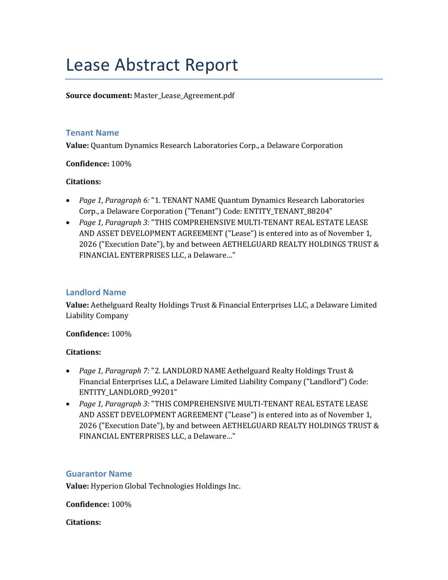 Sample lease abstract PDF preview