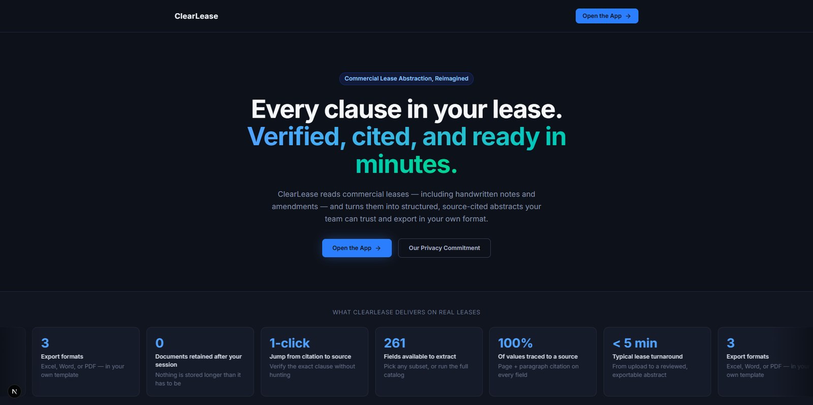 ClearLease homepage screenshot