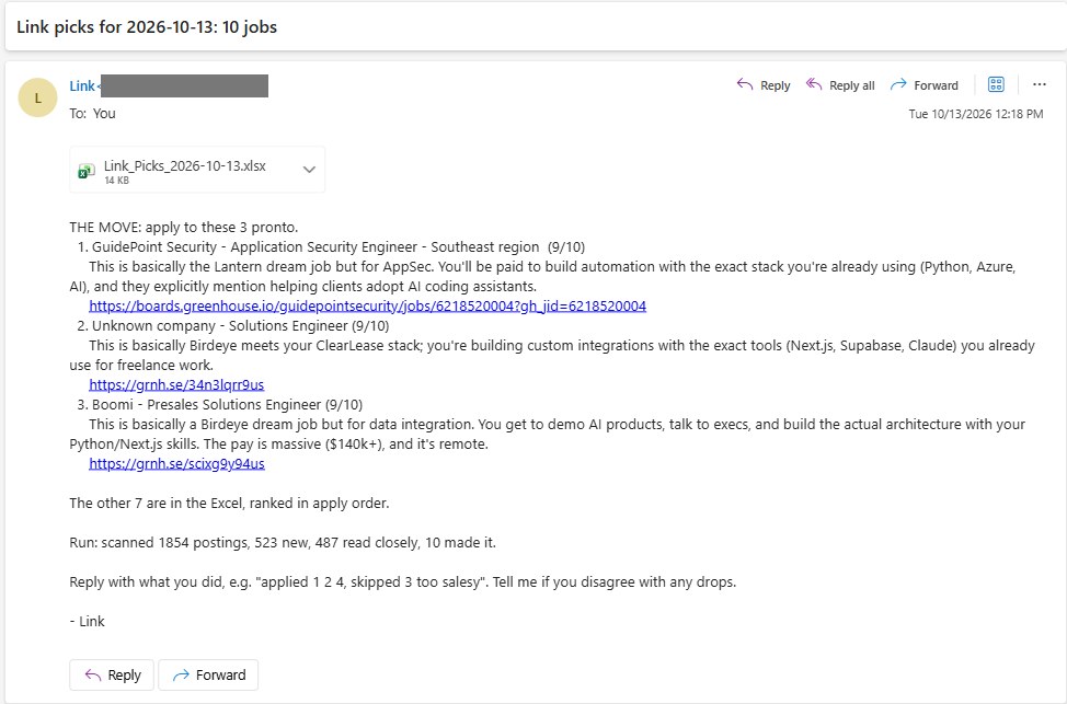 Link's morning email with the top 3 picks