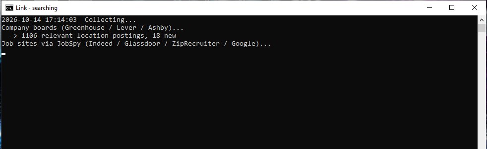 Link searching in a terminal